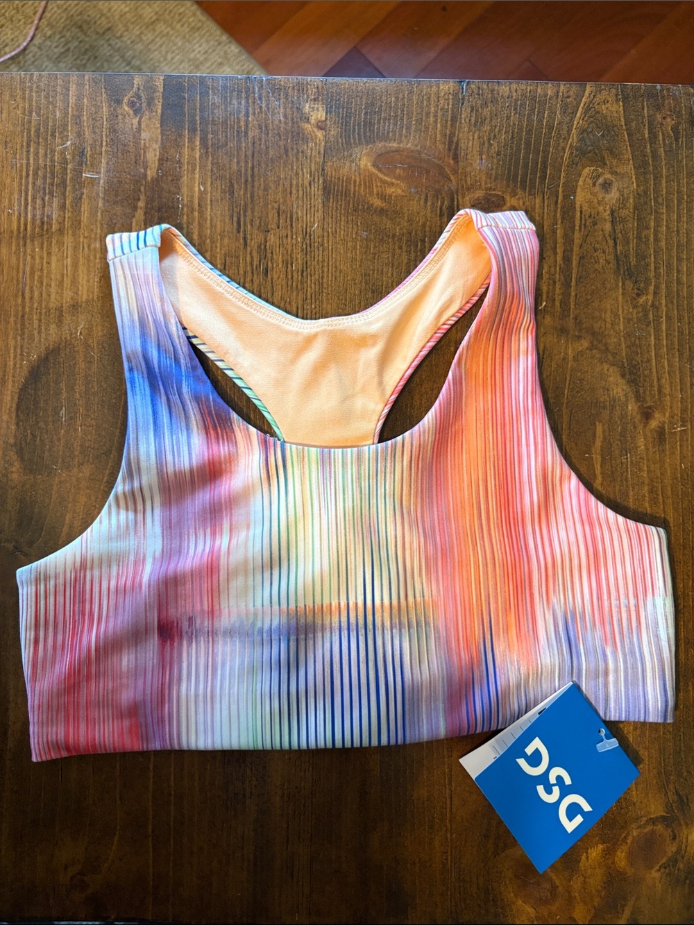 Kids size 14 DSG Multicolor Ribbed Racerback Sports Bra - Pastel Sunset
